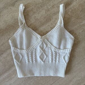 Forever 21 Cream Textured Knit Top